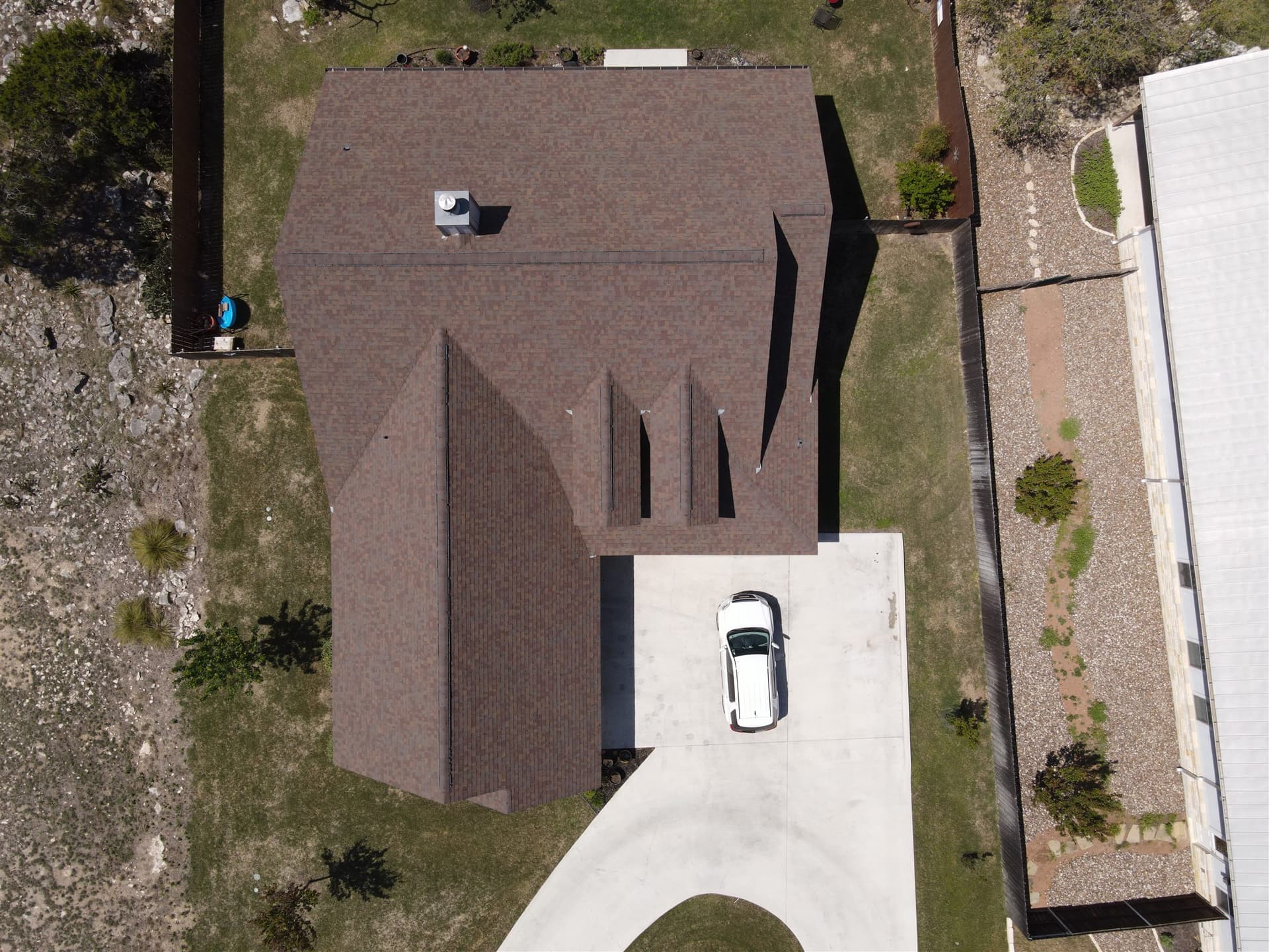 Completed roof — drone overhead