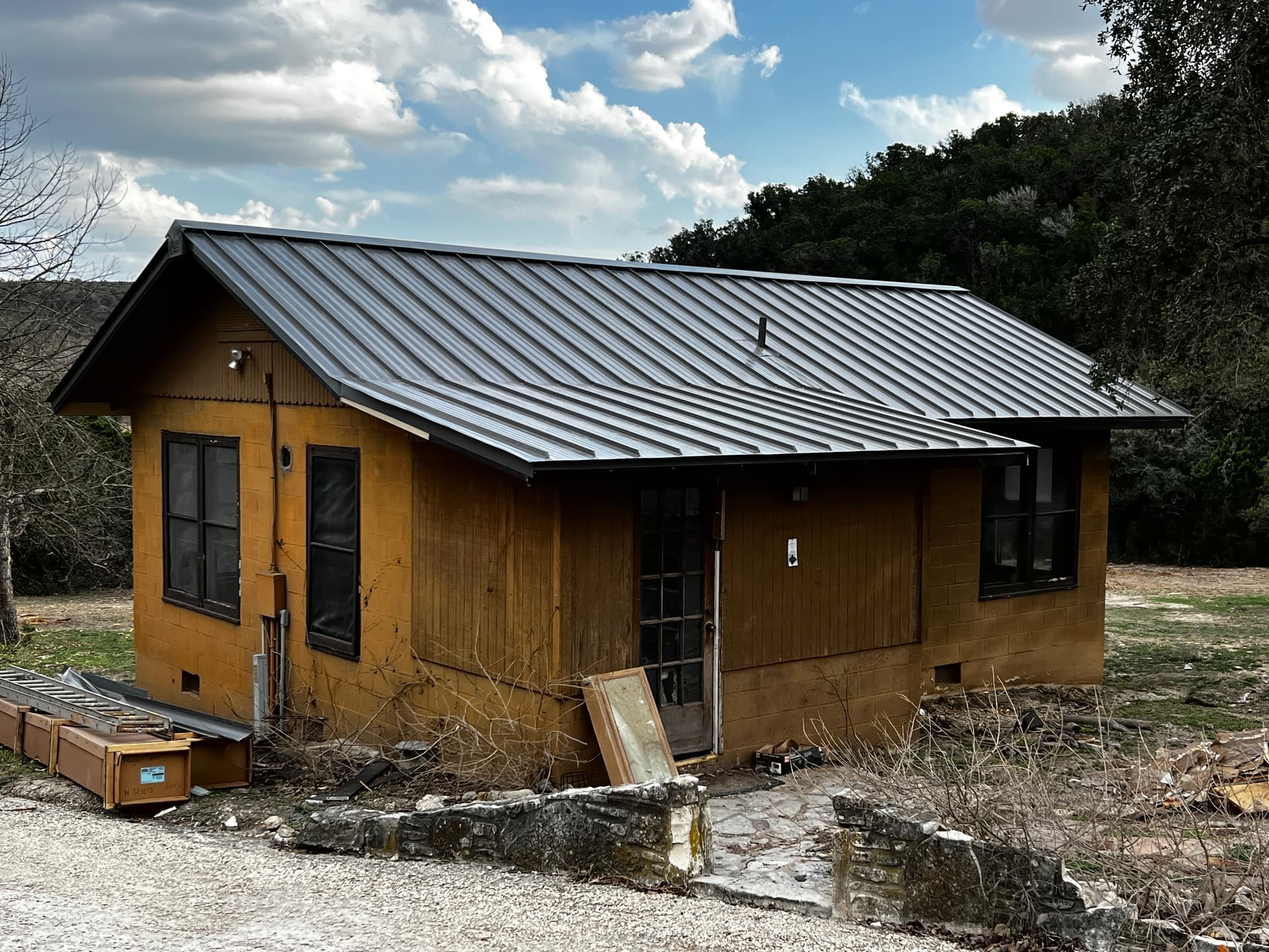 Metal roof ridge detail